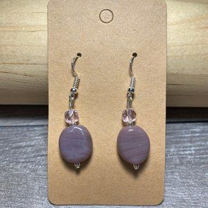 Purple and Pink Beaded Drop Earrings